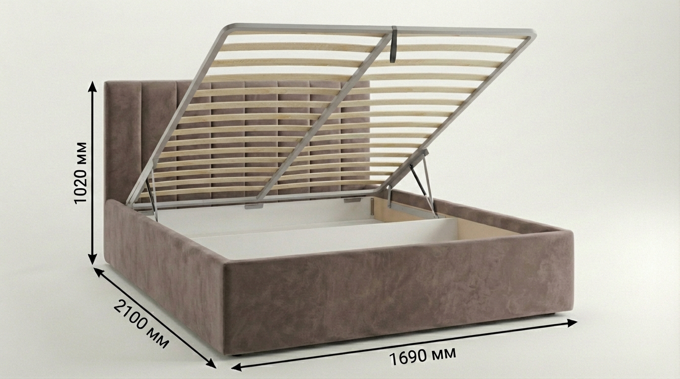 Двуспальные кровати - изображение №3 "Кровать Агата 160х200 с подъемным механизмом"  на www.Angstrem-mebel.ru